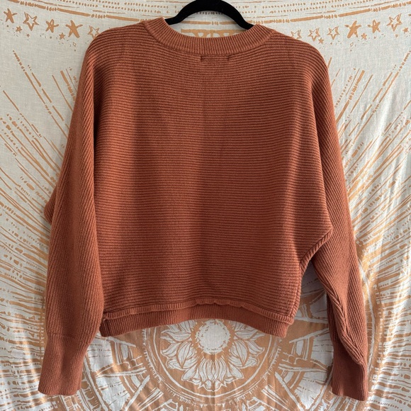 Lulus Fireside Flirt Rust Brown Ribbed Cropped Pullover Sweater size small - Picture 7 of 10